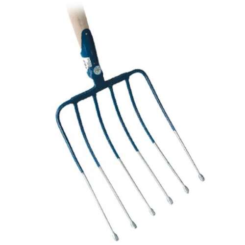 6-tine pitchfork with wooden handle