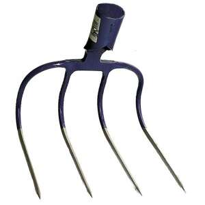 4-zackige Gartenforke, blauer Griff - Heugabeln