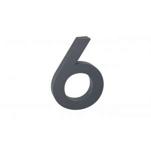 Număr Casă Aluminiu 3D - Antracit Mat - Number 6 Angled View - House Number Plate