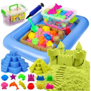 Kinetisches Sandspielset mit aufblasbarem Sandkasten, Formen und Sand - Strandspielzeug