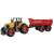 Yellow tractor with red tipping trailer