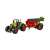 Green tractor with red sprayer trailer