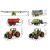 Dimensions of 6-piece toy farm vehicle set, tractors and trailers
