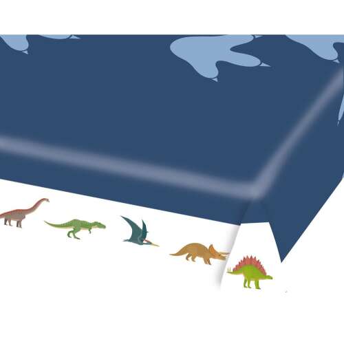 Dinosaurier Happy Papier Tischdecke, 175x115 cm, blau mit Dinosaurier-Druck
