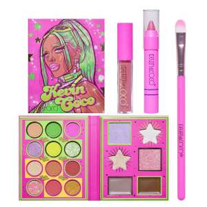 Kevin & Coco Green Cool Girl Makeup Set, 18 colors, eyeshadow palette, lipsticks, lip liner, brush - Eyeshadow