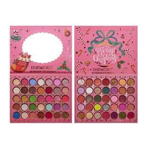 KEVIN & COCO Snowy Christmas 70 Color Eyeshadow Palette, featuring a variety of matte, shimmer, and glitter shades for a festive makeup look. - Eyeshadow