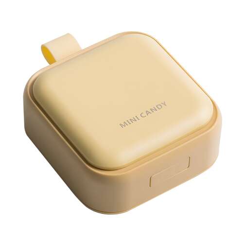Mini Medicine Storage Box, Flippy, 4 Compartments, Airtight Closure, Portable, Square, Yellow, PP, 7.5x7.5x3 cm