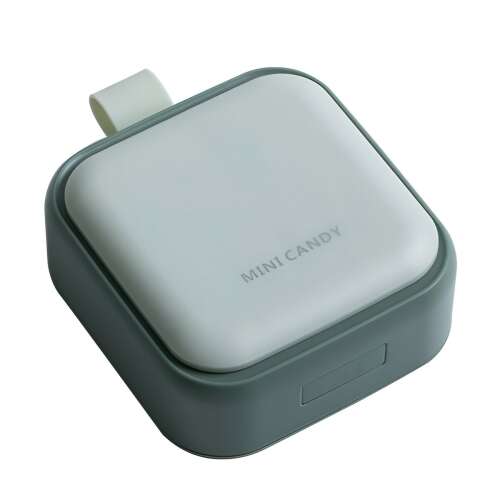 Green Mini Candy Pill Box with 4 compartments, portable, airtight, for travel, medicine storage