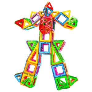 Magnetic building blocks set, 60 pieces, Flippy, large pieces, magnetic blocks, geometric shapes, 3 years, ABS, magnet, 22 x 17.2 x 8.5 cm, multicolor, building a robot - Magnetic building game