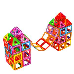 Magnetic building blocks set, 40 pieces, Flippy, colorful, geometric shapes, for kids, STEM toys - Magnetic building game