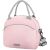 Flippy pink insulated lunch bag with handle and shoulder strap
