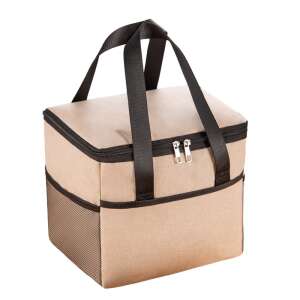 Cream insulated lunch bag with black handles and zipper, Flippy brand - Lunch Bag