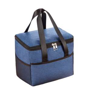 Blue insulated lunch bag with black handles and zipper - Lunch Bag