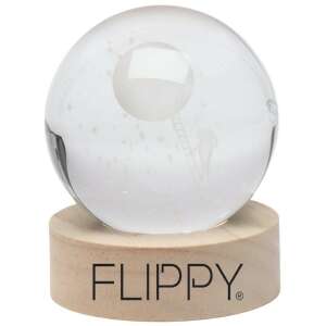 Flippy Astronaut on Ladder to the Moon 3D Crystal Ball LED Night Light, Warm White Light, USB Powered, Wooden Base - Decorative Lamp