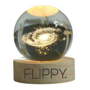 Flippy Galaxy 3D Bilă de Cristal LED Lampă de Noapte cu Baza din Lemn - Lămpi decorative