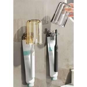 Wielofunkcyjny uchwyt 2 w 1, uchwyt na kubek i szczoteczkę do zębów, Flippy, plastik, rozmiar: 10,4 x 7,3 x 7,3 cm, żółto-brązowy