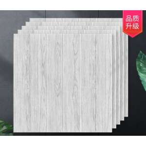 Комплект 10 броя 3D стенни панели KipHome, светлосив дървесен вид, 70x70 см - Декорация