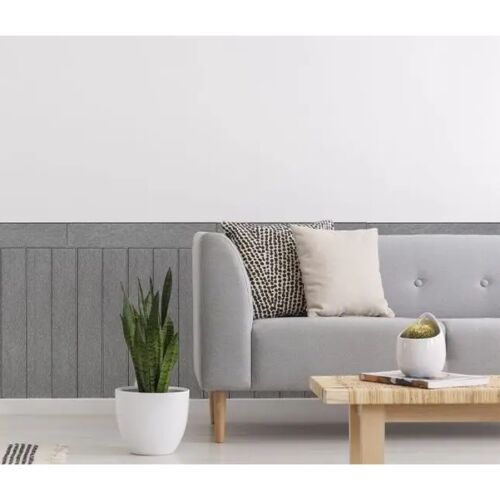 KeepHome szürke 3D falpanelek egy nappali környezetben
