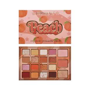 KEVIN & COCO Peach 19 Color Eyeshadow Palette, featuring a variety of matte, shimmer, and glitter shades. - Eyeshadow