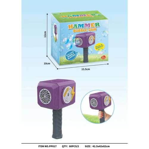 Interaktív játék szappanbuborékokhoz, KeepHome, hangok és fények, kalapács modell, 8 lyuk, lila