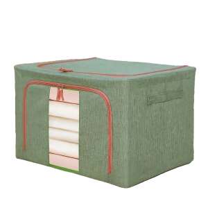 Cutie de depozitare pliabilă verde cu fermoar, capacitate 66L, marca Flippy - Organizatori de garderobe