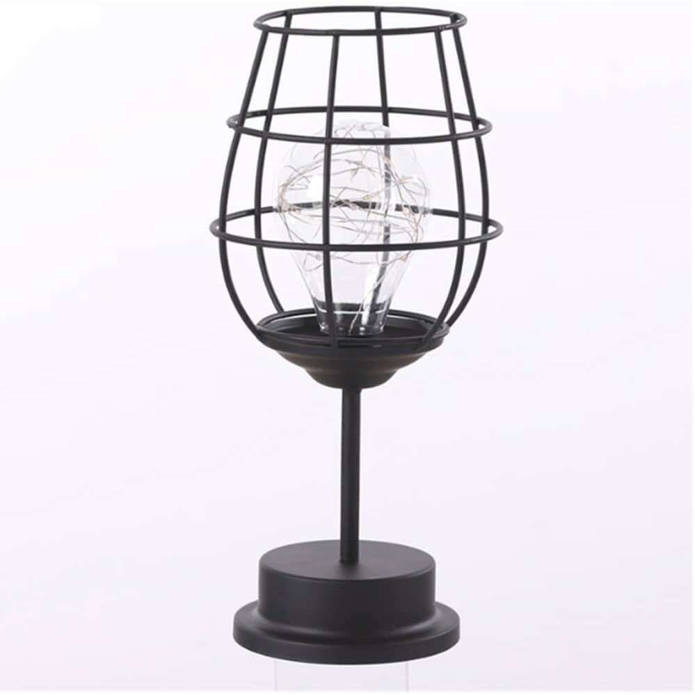 Flippy LED Decorative Lamp, Wine Glass Model, Battery-Powered, 13 x 13 x 28 cm, Black Stand, Warm White Light