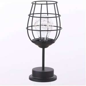 Black metal wine glass shaped LED table lamp with warm white light - Decorative Lamp