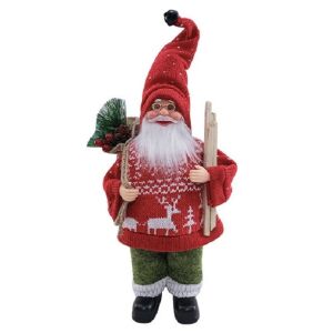 Figurină de Crăciun Moș Crăciun KipHome cu lemn, roșu și verde - Flippy Decorațiuni de Crăciun