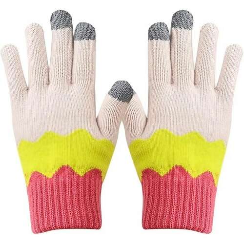 Дамски ръкавици с тъчскрийн, жълти, розови, бели, топли, зимни, с флийс, Flippy