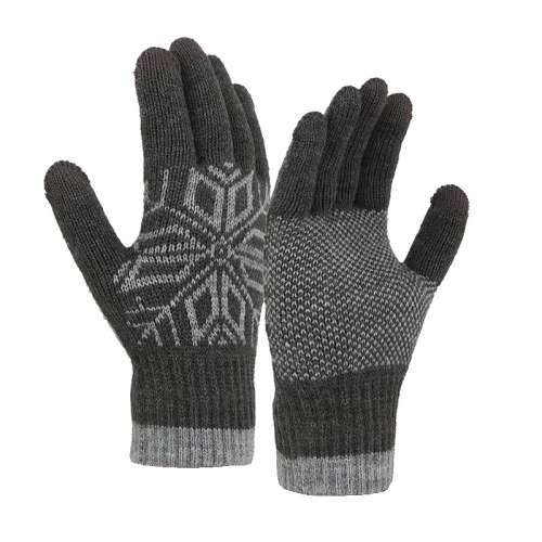 Férfi kesztyű, KeepHome, pelyhes modell, érintőképernyő funkció, kötött akril anyag, rugalmas mandzsetta, bársony belső, univerzális méret, szürke