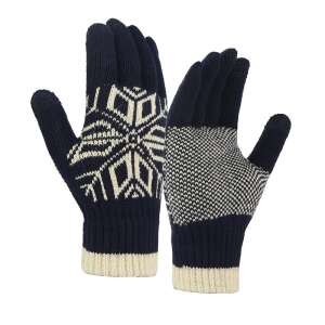 Чифт сини плетени ръкавици с бял модел на снежинка, марка Flippy - Мъжки ръкавици