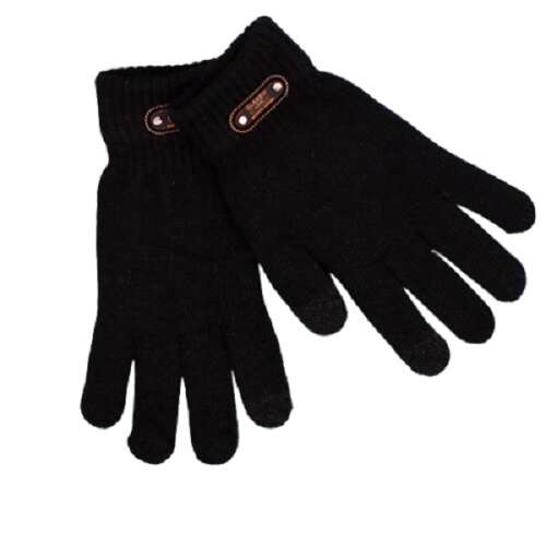 Flippy férfi kötött kesztyűk érintőképernyős funkcióval, fekete