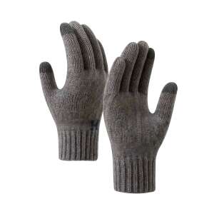 Flippy Model H сензорни ръкавици за мъже, тъмно сиво, плетена акрилна, кадифена подплата, универсален размер - Мъжки ръкавици