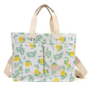 Lemon print tote bag with shoulder strap, white and yellow, Fashion & Bags brand - Shoulder Bag