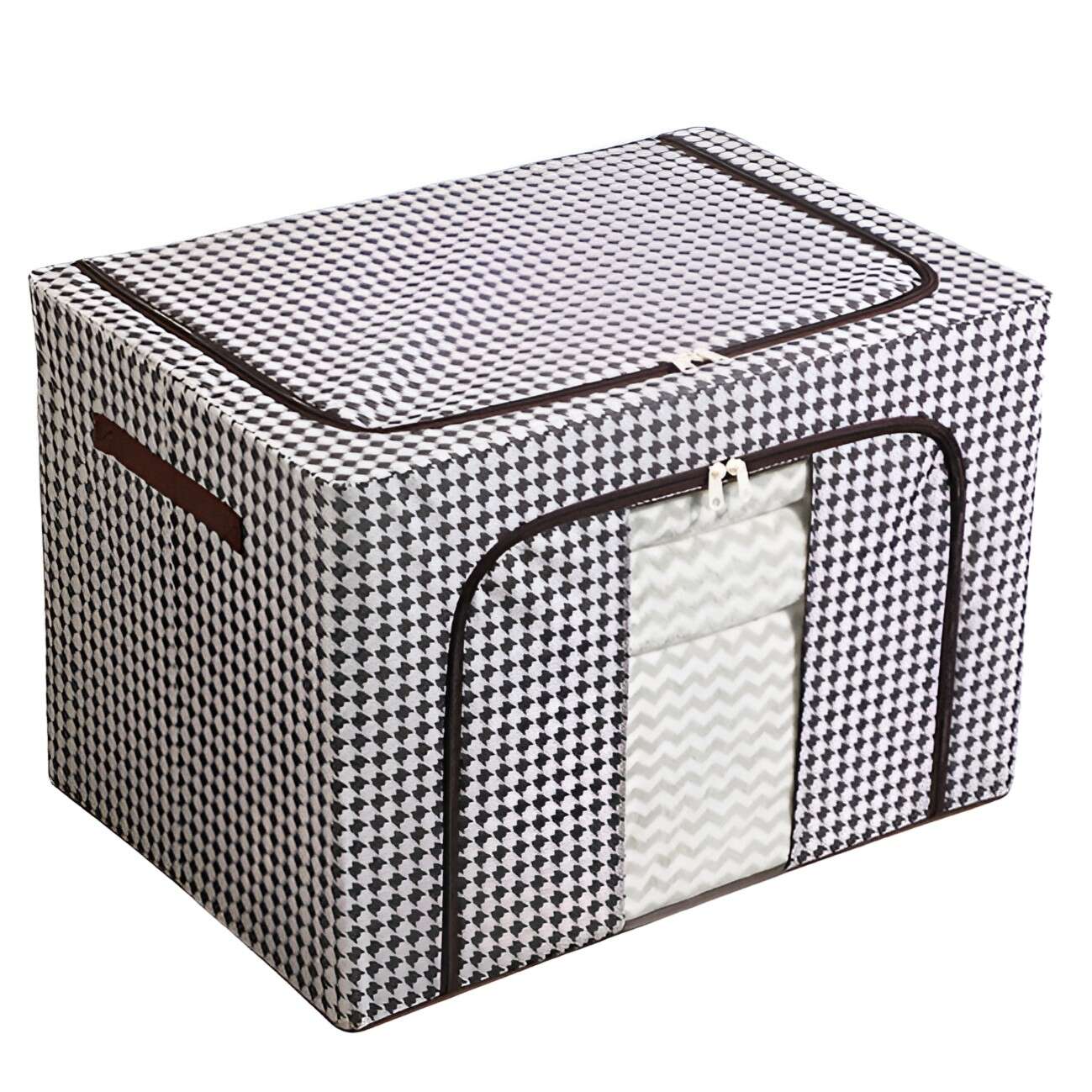 Foldable Storage Box, Flippy, with Zipper, 66 L, Textile, 50x40x33 cm, Zebra Design