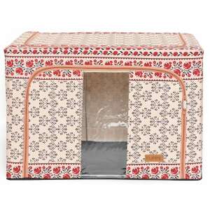 Flippy 100L foldable storage box with traditional pattern, front window and two zippers, 60x42x40 cm - Closet organizer