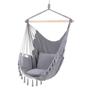 Pepita light gray single hanging chair with cushions - Home & Garden