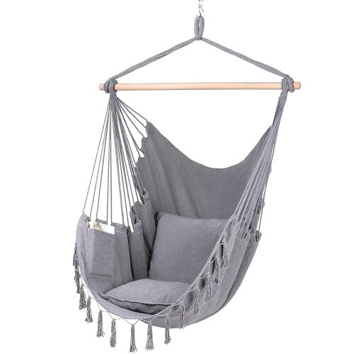 Pepita light gray single hanging chair with cushions