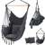 Pepita single hanging chair with cushions in dark gray, hanging chair with cushions, hammock chair, comfortable hanging chair, outdoor hanging chair, indoor hanging chair, hanging chair with tassels