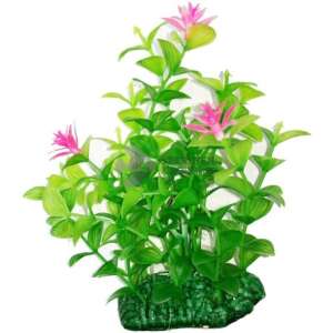 Akváriumi műnövény rózsasízn virággal 15 cm 39015416 