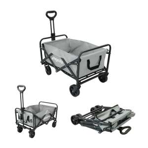 Pepita faltbarer Handwagen mit verstellbarem Griff, grau, zeigt den Handwagen in verschiedenen Positionen, zusammengeklappt und ausgeklappt - Gartenbau