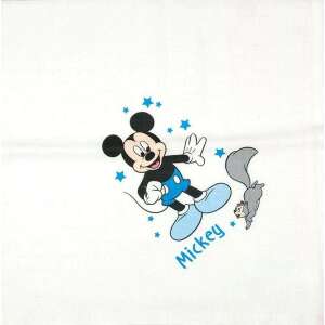 Disney Mickey Mouse textil pelenka, 70x70cm, fehér kék csillagokkal és Mickey egér mintával - Textil pelenka