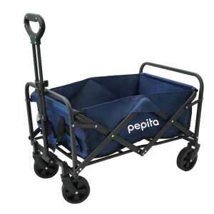 Pepita faltbarer Handwagen mit verstellbarem Griff, dunkelblau, 3/4 Ansicht - Gartenbau