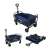 Pepita folding wagon with adjustable handle, dark blue, 3/4 view, showing folded and unfolded positions