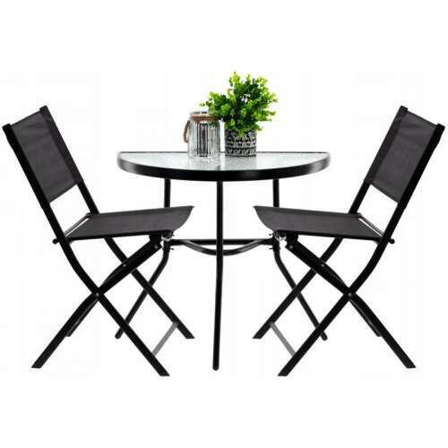 Jumi 2-person black garden furniture set with table and chairs