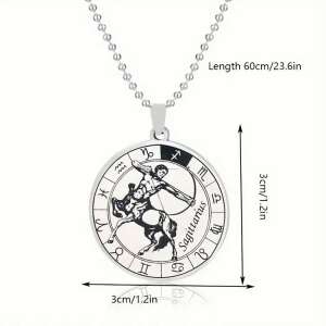Rozsdamentes acél Nyilas zodiákus nyaklánc, unisex, 60cm lánc, 3cm medál - Férfi ékszer