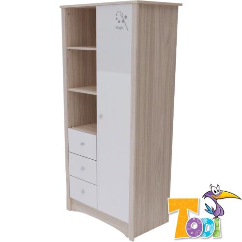 Todi Magic polcos,fiókos nagyszekrény - szilfa/fényes fehér 160071732