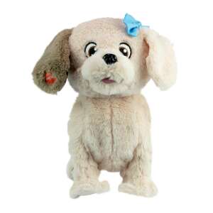 Interaktives Plüsch-Welpenspielzeug, Meggy, von Puppy Star, beige mit blauer Schleife - Interaktive Kuscheltiere