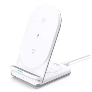 AUKEY LC-A2-WT vezeték nélküli töltőállvány, fehér, gyors töltés, okostelefonokhoz, fejhallgatókhoz és okosórákhoz - Aukey