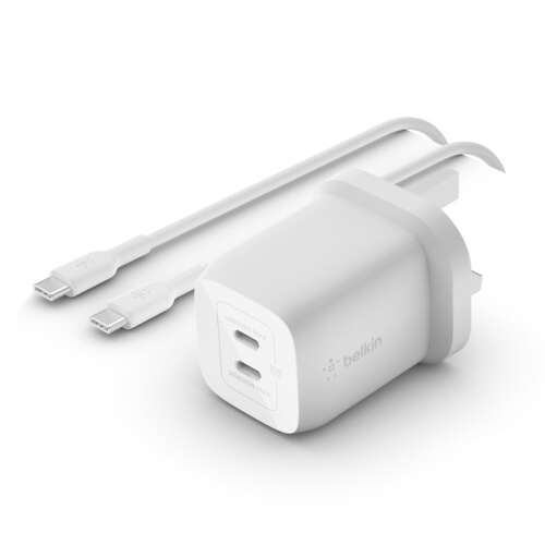Belkin 65W Dual USB-C Fali Töltő Kábellel